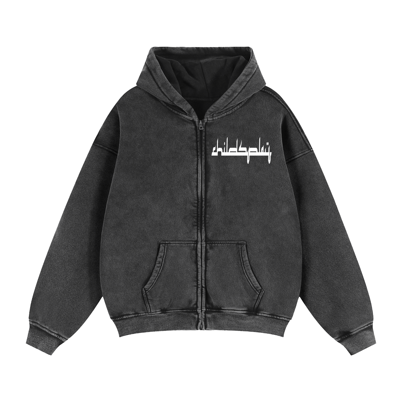 "Gambler" Zip-Through Boxy Fleece Hoodie