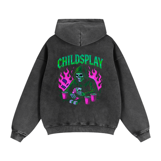 "Gambler" Zip-Through Boxy Fleece Hoodie